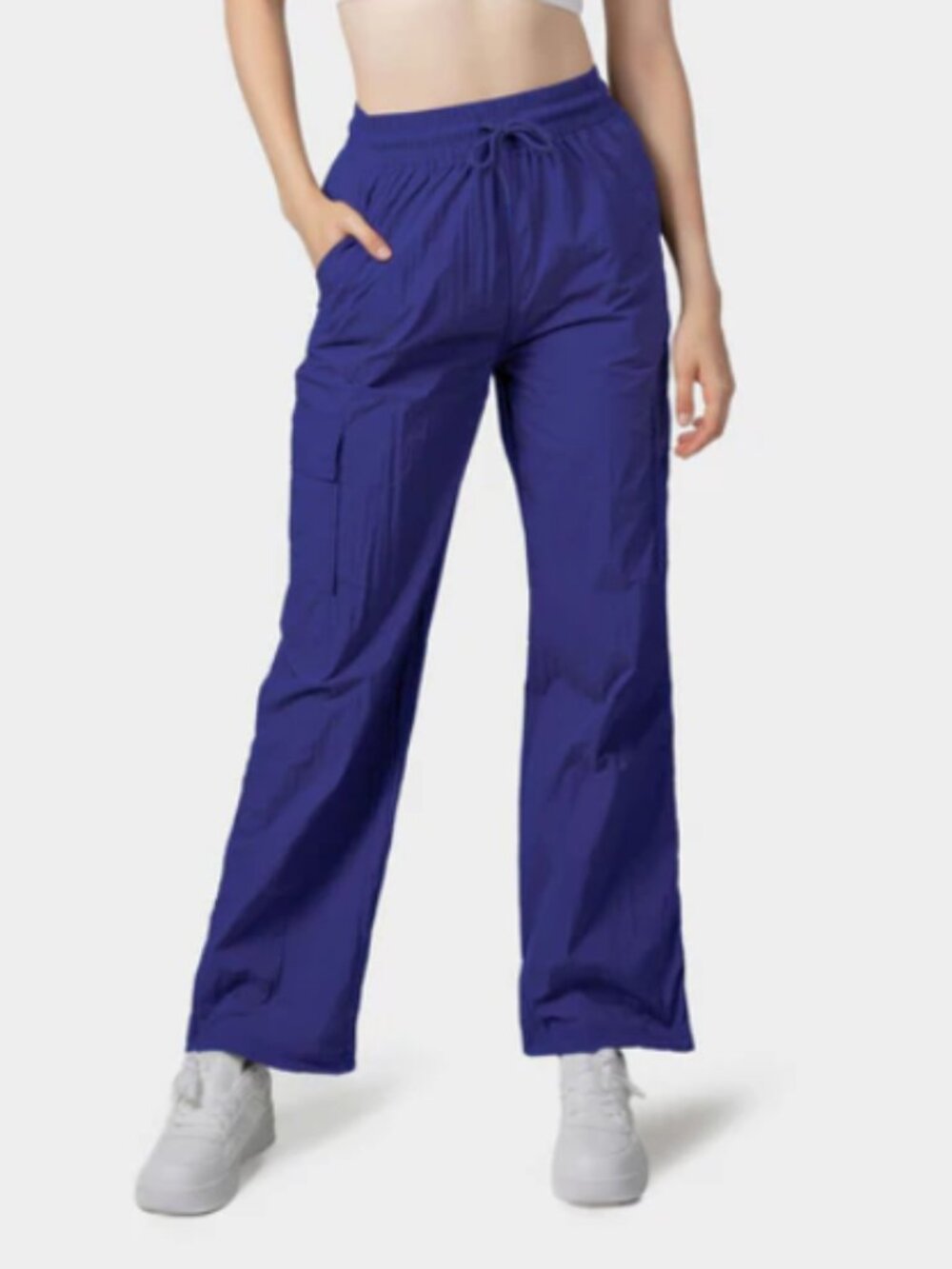 NWT Bodygo Deep Ultramarine Windbreaker Crinkle Commuter Pants Womens Sz Large